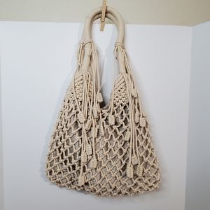 MONSERAT DE LUCCA CORD BRAIDED NET LONG FRINGE BOH